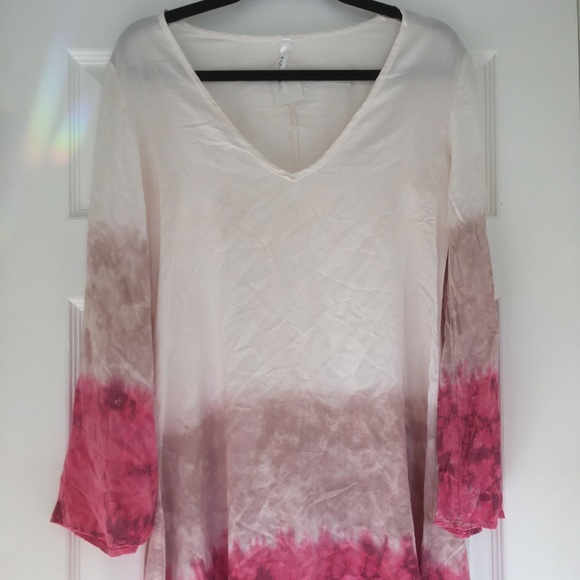 Blue Blush Multi Pink Color Tie Dye Tunic Dress - Picture 2 of 4